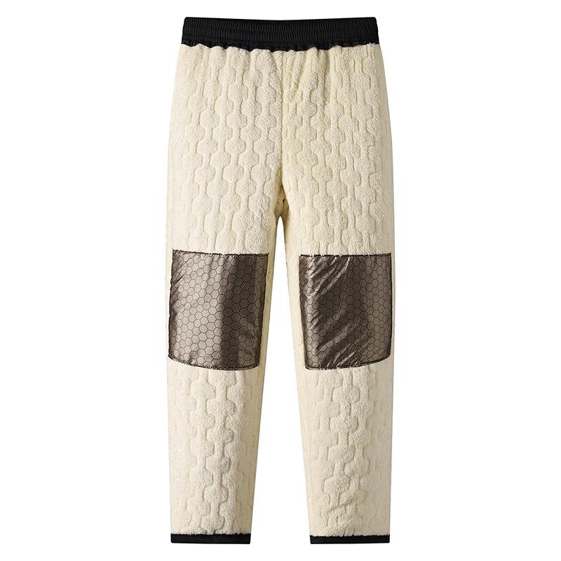 Windproof and waterproof thick cotton trousers for men Winter cold-proof fleece-lined thickened casual trousers Lambswool thermal trousers for men