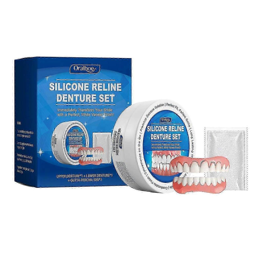 Silicone Reline Denture Set,Denture Silicone Reline Kit, Silicone Teeth, Soft Denture Reline Kit, Thermoplastic Denture Adhesive for Men Women
