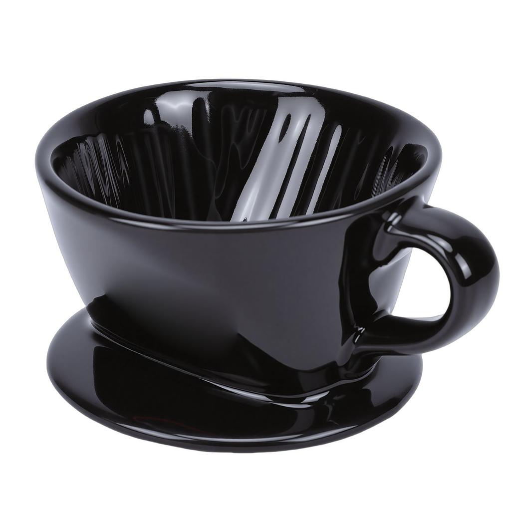 Keramik Pour Over Kaffeefilter 3 Löcher V-Form Manuelles Brühgerät Keramik Einzelbecher für Zuhause Restaurant Café Schwarz 1 2