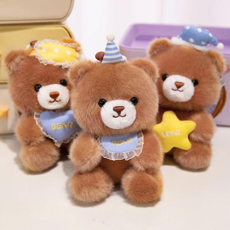 Kawaii Sleep Hat Teddy Bear Plush Keychain Soft Fluffy Stuffed Animal Doll Cute Bear Bag Charm for Backpack Accessory Gifts