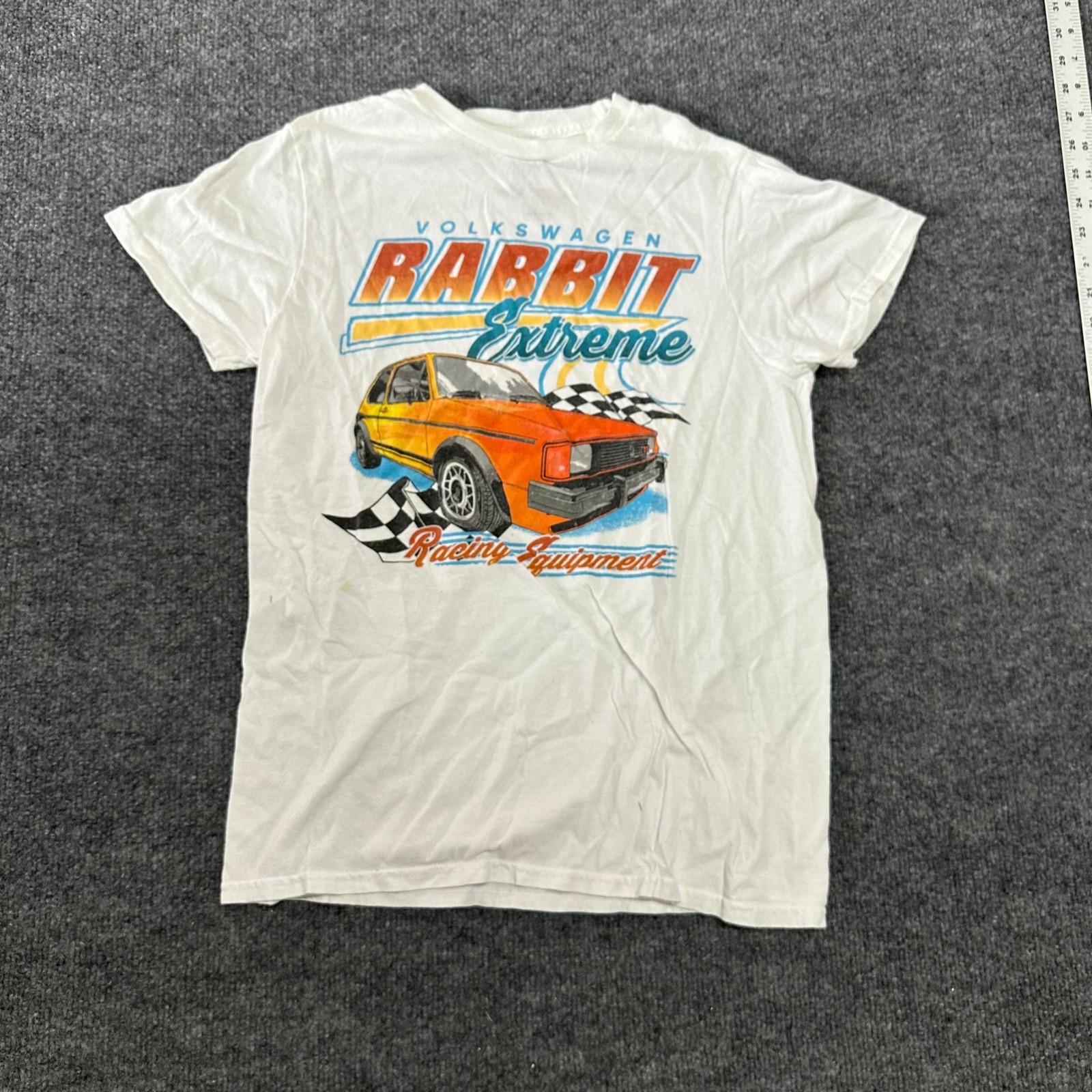Volkswagen T-Shirt Mens Size S White Rabbit Extreme Racing Graphic Short Sleeve S