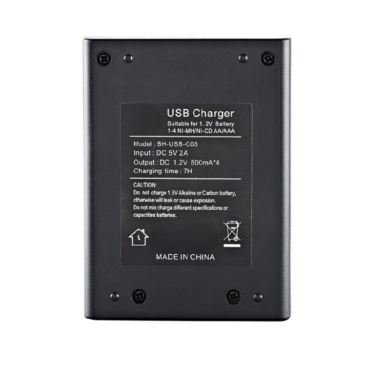 4-Schacht-Akkuladegerät AA LR03 Batterieladegerät für NiMH-Akkus mit LCD-Anzeige Intelligente Akkuladung