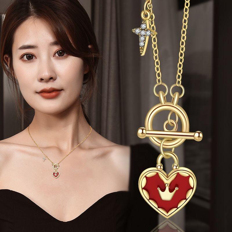 Elegante Titanstahl Herz Krone Halskette Für Damen Stilvolles Choker Design Geschenk