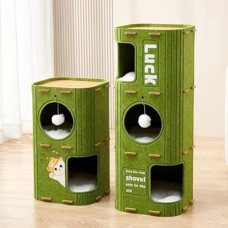 JINGRUIXIANG Multi-Level Cat Tree & Condo with Scratching Board