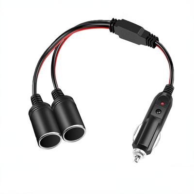 1 To 2 Car Socket Extension Cord 12V 24V Plug Socket Car Splitter Adaptor Power Charger Port