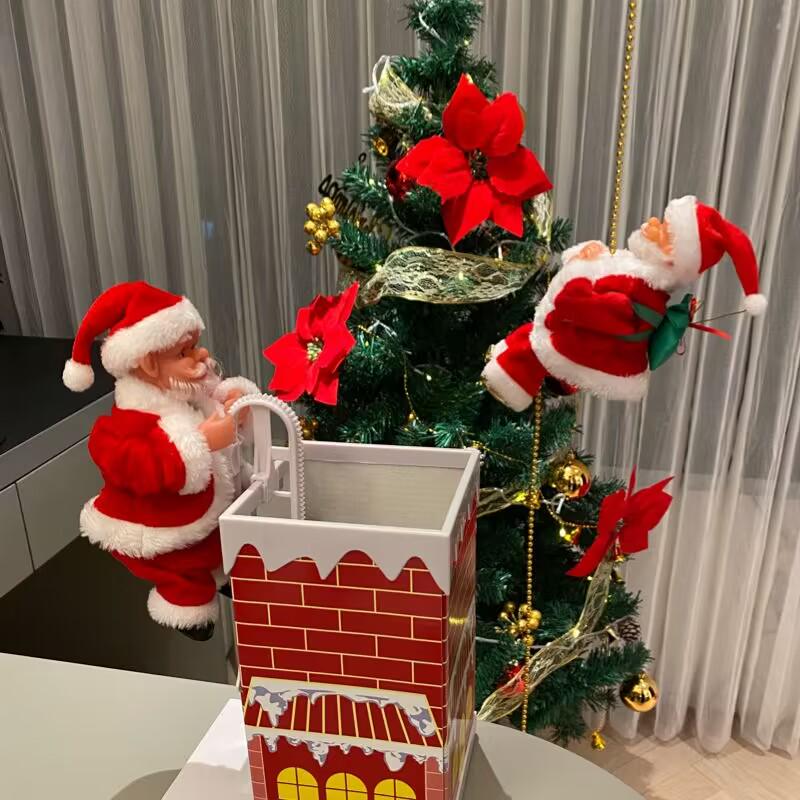 Electric Santa Claus Climbing Ladder with Beads - Christmas Ornament and Gift