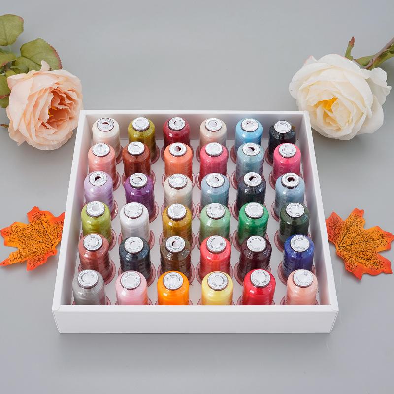 36-Color Embroidery Thread, Polyester 120D Sewing Thread Home Textiles Curtain Color Embroidery Thread Computer Embroidery Thread Set