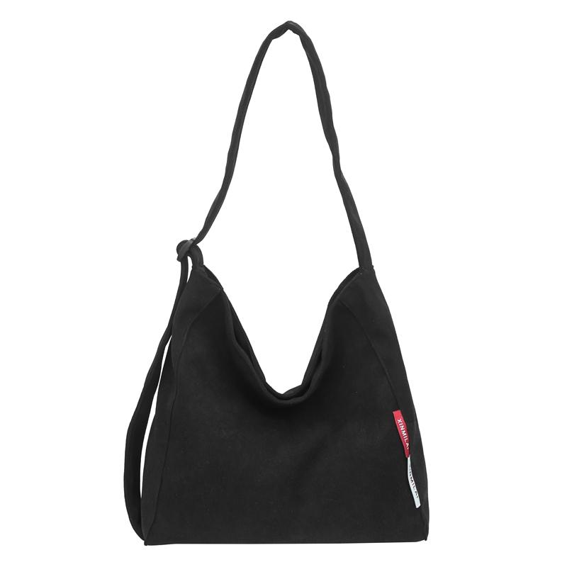 

Сумка через плечо женская большая вместительная холщовая сумка студенческая сумка для поездок на работу чёрный