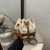 Textured portable bucket bag women's autumn and winter new suede daily commute shoulder bag retro messenger bag