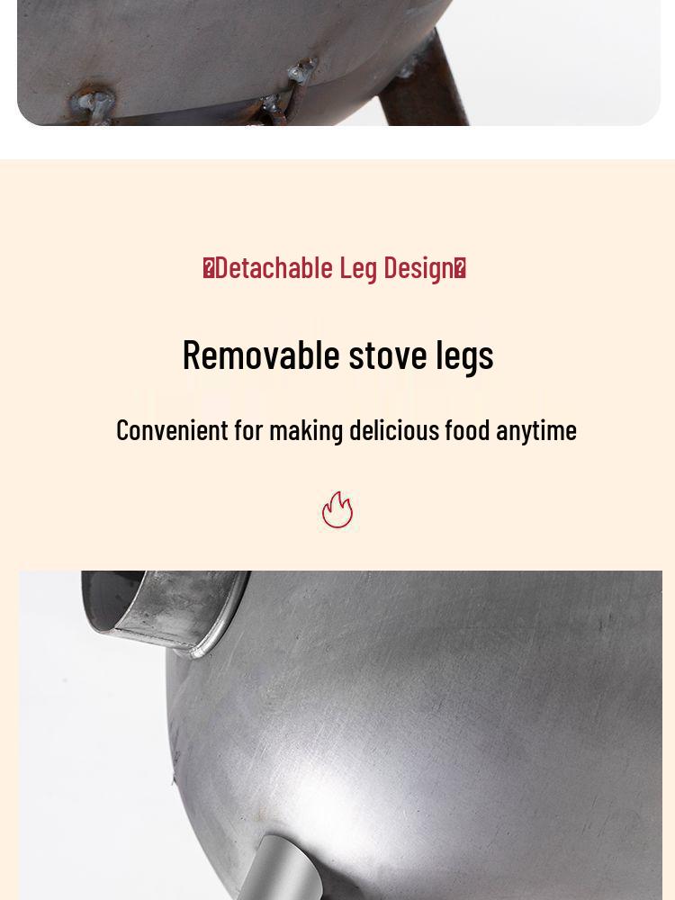 Thickened Integrated Firewood Stove for Outdoor & Rural Home Use: Portable Iron Pot & Extra Heat.