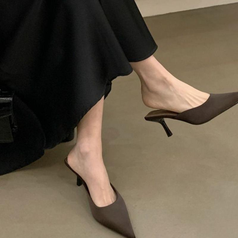 2025 New Womens Slippers Pointed Leopard Print Thin-heeled Slippers Luxury High-heeled Single Shoes Women Muels Slippers