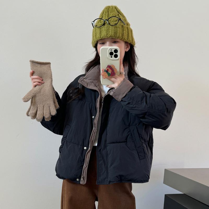 Cotton-padded Women's Short Plaid Winter Loose Casual Splicing Contrasting Color Plaid Cotton-padded Jacket Thickened