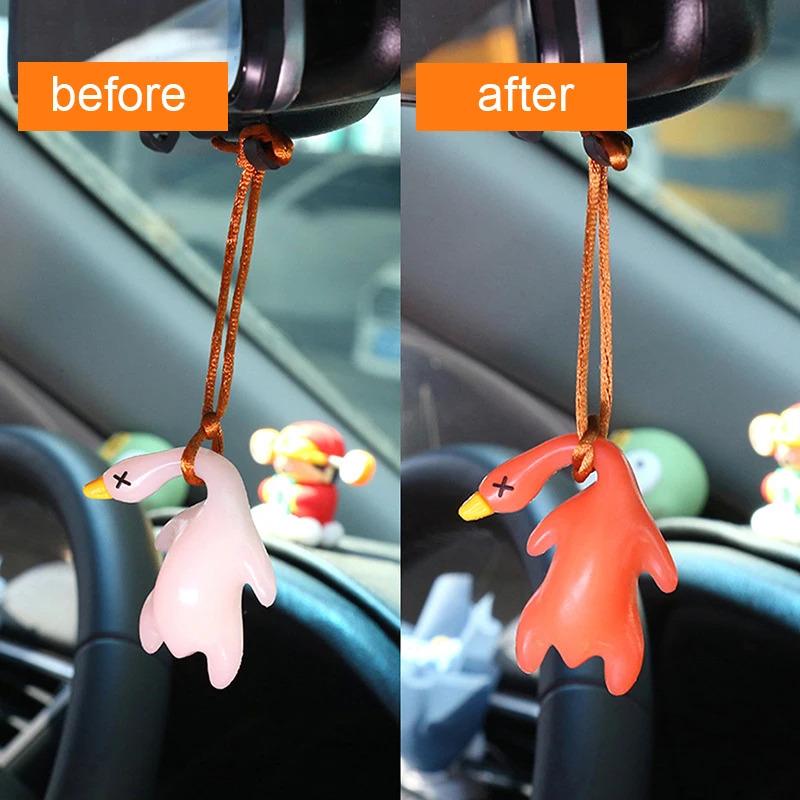 Car Color-Changing Roast Duck Pendant Car Swing Duck Ornament Creative Rearview Mirror Color-Changing Duck Ornament Gift