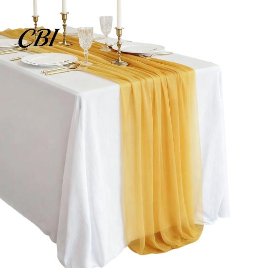 Chiffon Table Runner Sheer Flowing Runner, Wedding Elegant Solid Color Charming Dining Accessory for Home Bridal Shower Party Decor