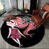 3D Cute Ballet Girl Ballerina Fairy Cartoon Area Rug,Round Carpet for Living Room Bedroom Sofa Decoration,Kid Non-slip Floor Mat