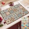 Retro Draining Pad Vintage Tableware Placemat Super Absorbent Coffee Mat Dish Drying Mat Kitchen Coster Absorbent Drain Pad