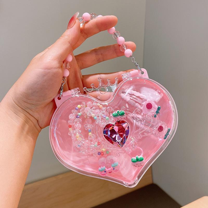 Cartoon Princess Jewelry Set: Necklace, Hair Clip & Ring for Little Girls - Perfect Birthday Gift