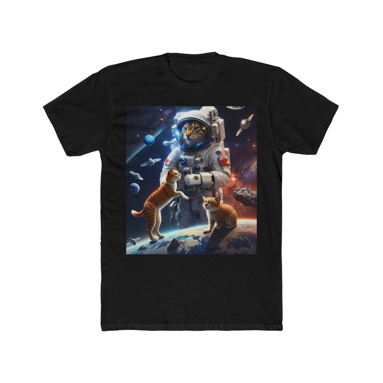 Cats in Space - Men s Cotton Crew Tee S
