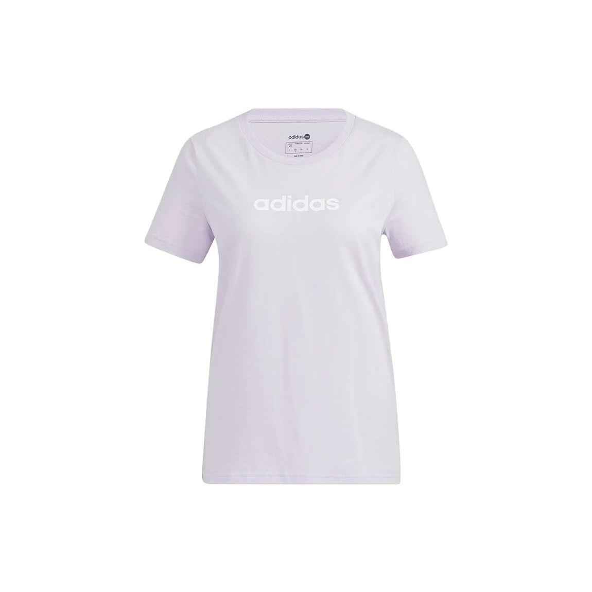 

Adidas Neo Letter Print Casual Sports Short Sleeve T-Shirt Women Tops Purple HE6912 S