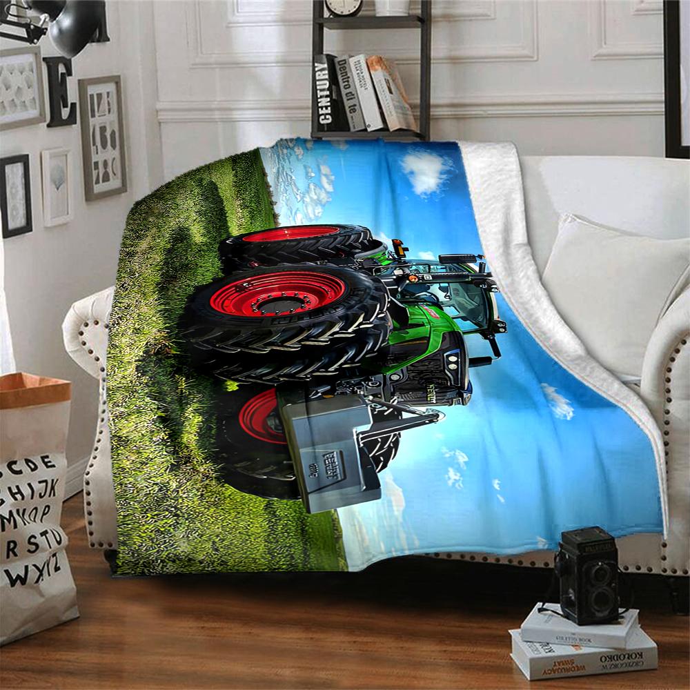 1Pc Tractor Field Blanket Soft And Comfortable Casual Warm Camping Travel Christmas Halloween Xmas Gift M92814