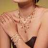 Stainless Steel Lucky Clover Daisy Pendant Necklace Bracelet Set Women Gold Mixed Color Fashion Jewelry