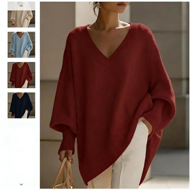 Spring 2026 Korean Style V-neck Knit Lantern Sleeve Sweater - Casual Miumiu Women’s Fashion