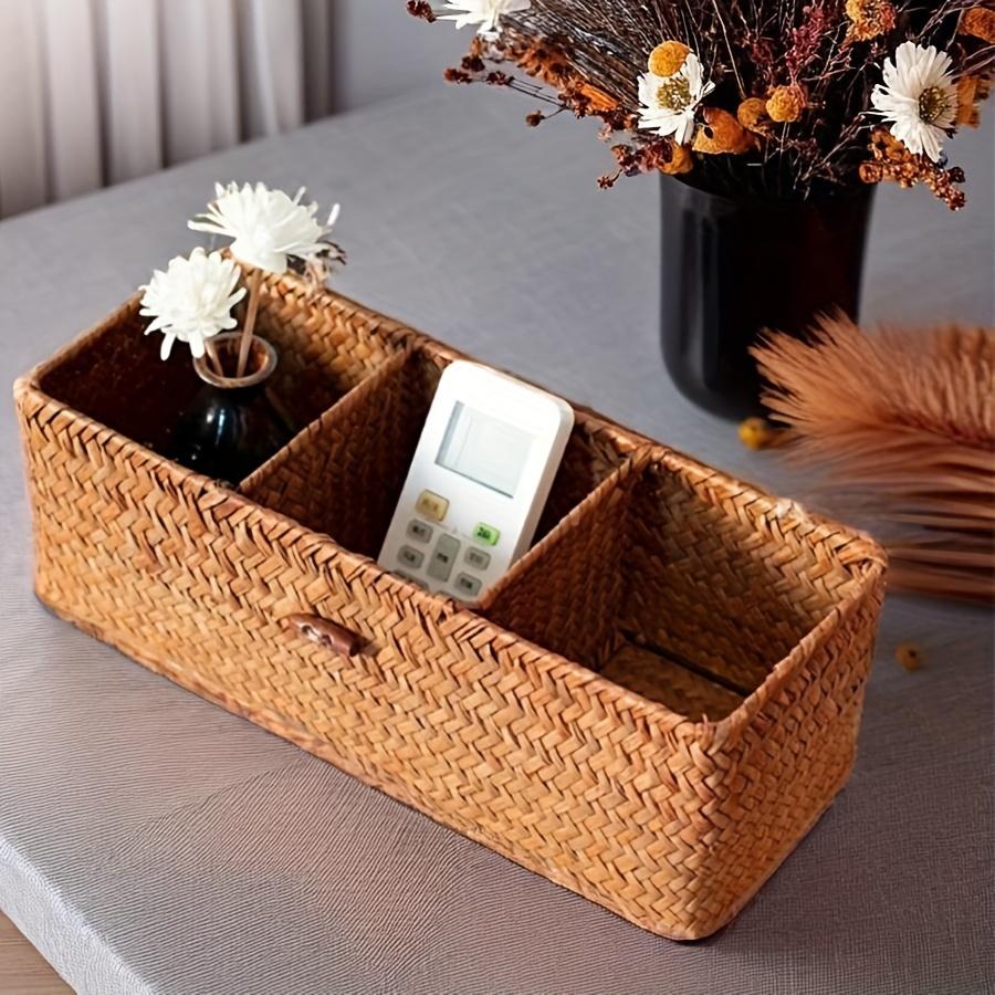 Chic Woven Storage Box with Lid - Organize Makeup & Desk, Stylish Home Decor!