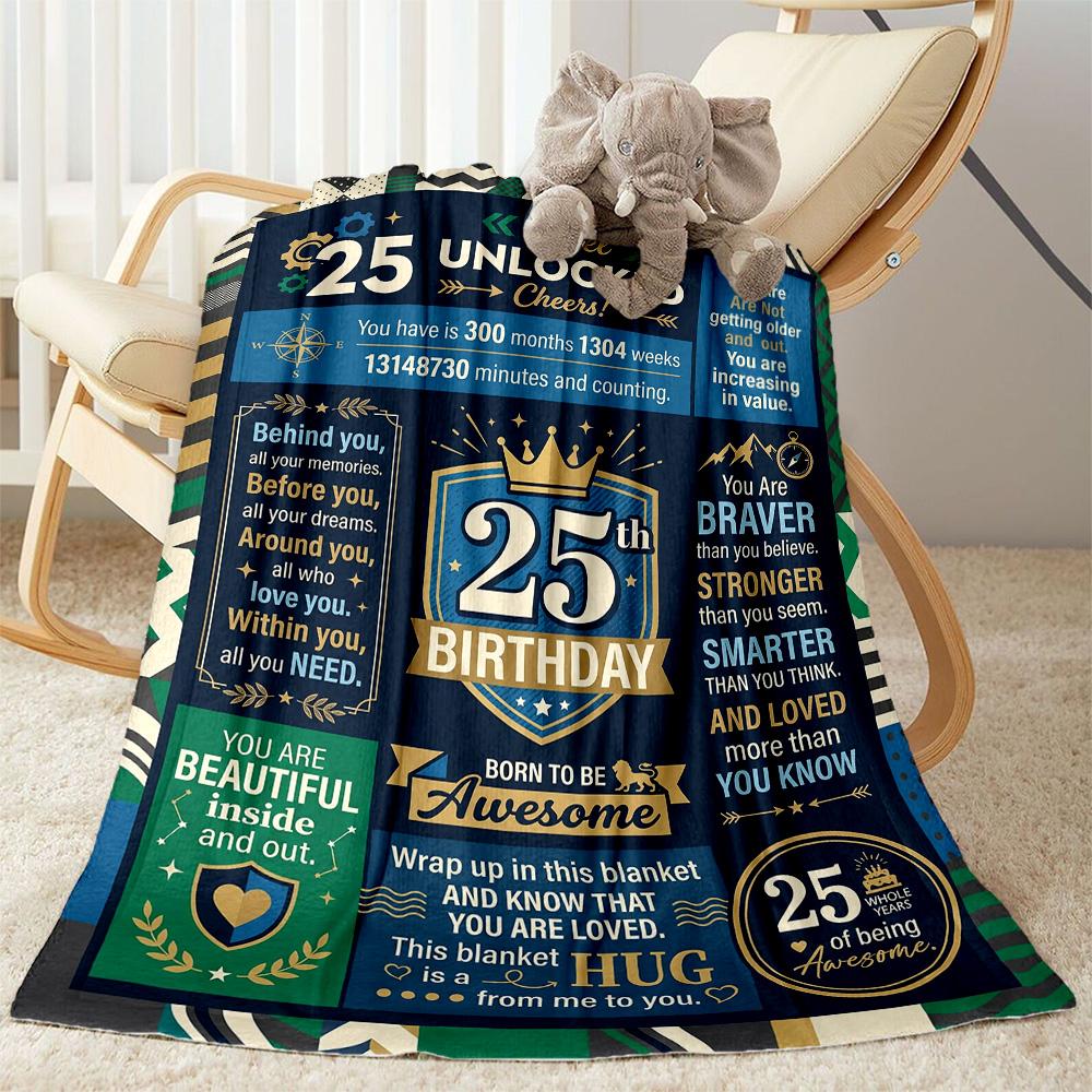 Coperta per Celebrazione 25° Compleanno Morbida e Accogliente Adatta per Sedia Ufficio Sedia da Ufficio Quattro Stagioni Multiuso Calda Decorazione