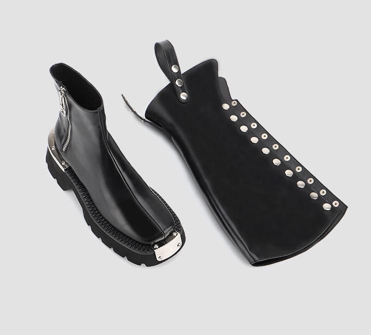 Ankle Boots for Women  Spring Motorcycle Boots Thick Heel Platform Shoes Woman Slip on Toe Fashion short Boots