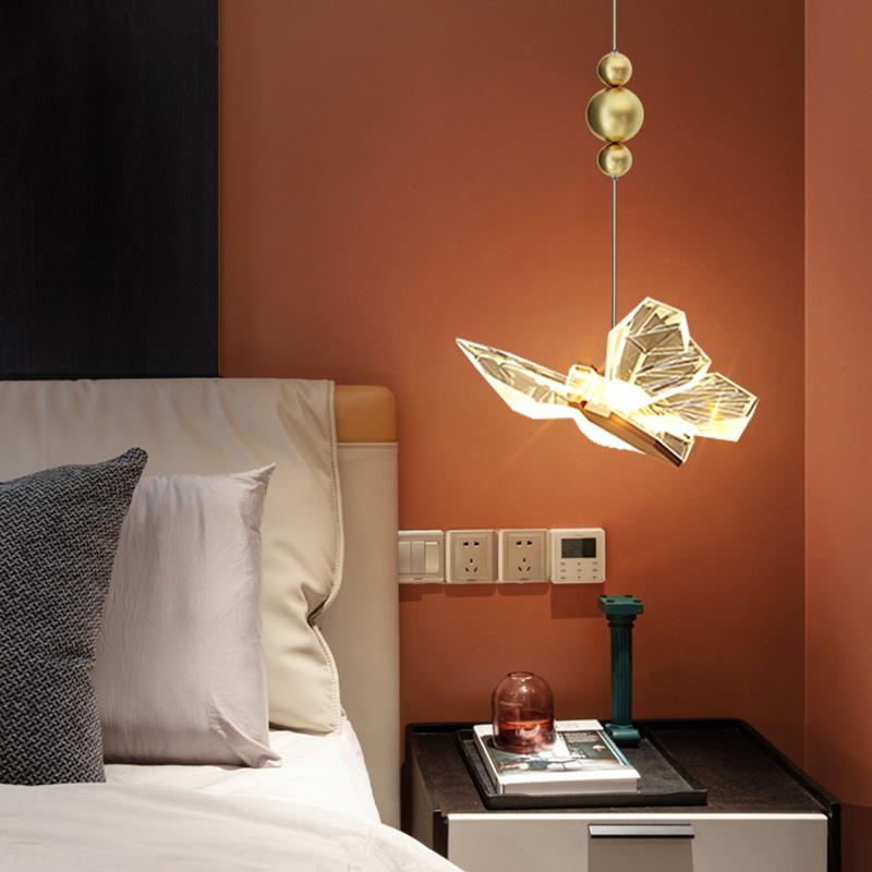 LED Butterfly Pendant Lights Nordic Indoor Lighting Fixture For Home Decor Dining Table Living Room Bedroom Crystal Hanging Lamp