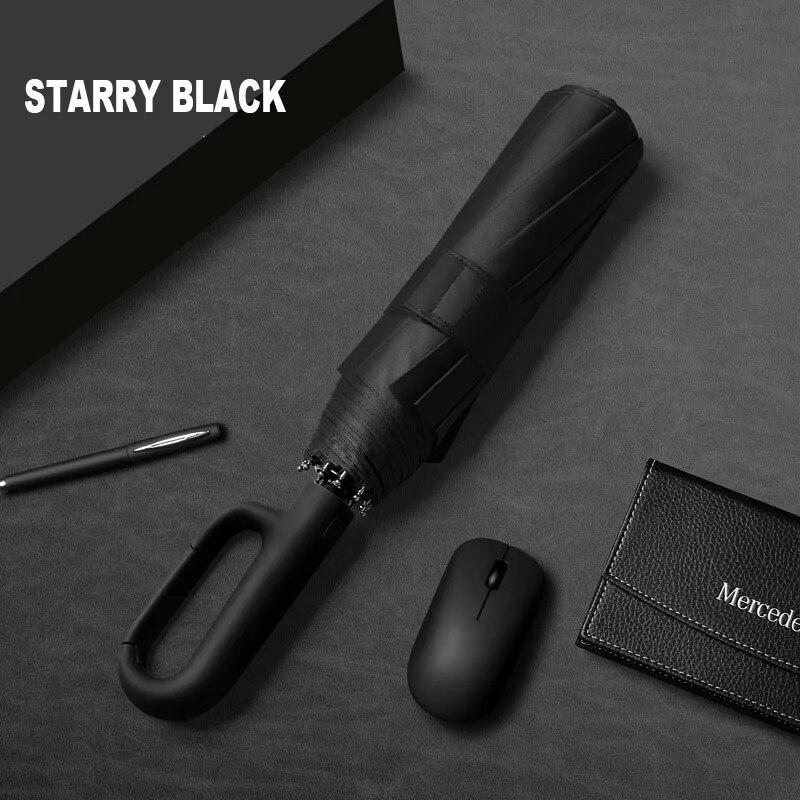 Umbrella For Sunshine And Rainy Windproof Strong Automatic Folding Large Buckle Handle Double Bone Wind And Water Resistant