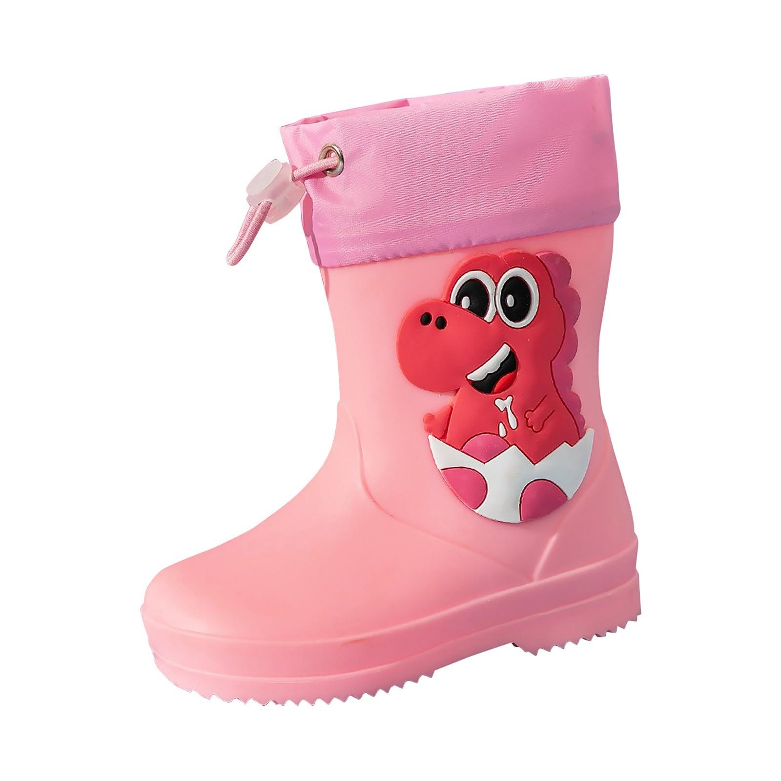 

Boots Children s Lined Half Height Rain Boots Rain Shoes With Drawstring Cartoon Non- Rain Boots Lightweight Outdoor 21 рожевий