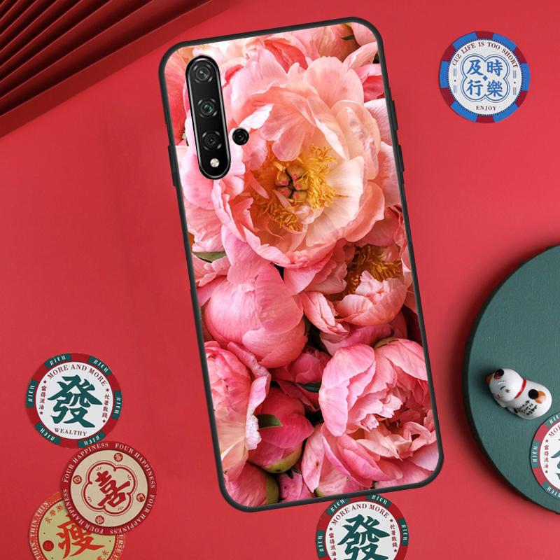 Elegant Pink Purple Peony Flower For Huawei Nova Y60 Y70 Y90 Y72 Y73 Y61 Y91 7i 8i 11i 12i 12s 9 10 SE P20 P30 P40 Lite Case