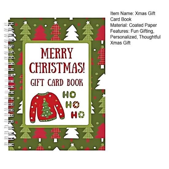Christmas Gift Card Book 10-Sheet Book Holds 18 Cards Xmas Themed Gift Card Holder Holiday Gift for Older Kids Teens