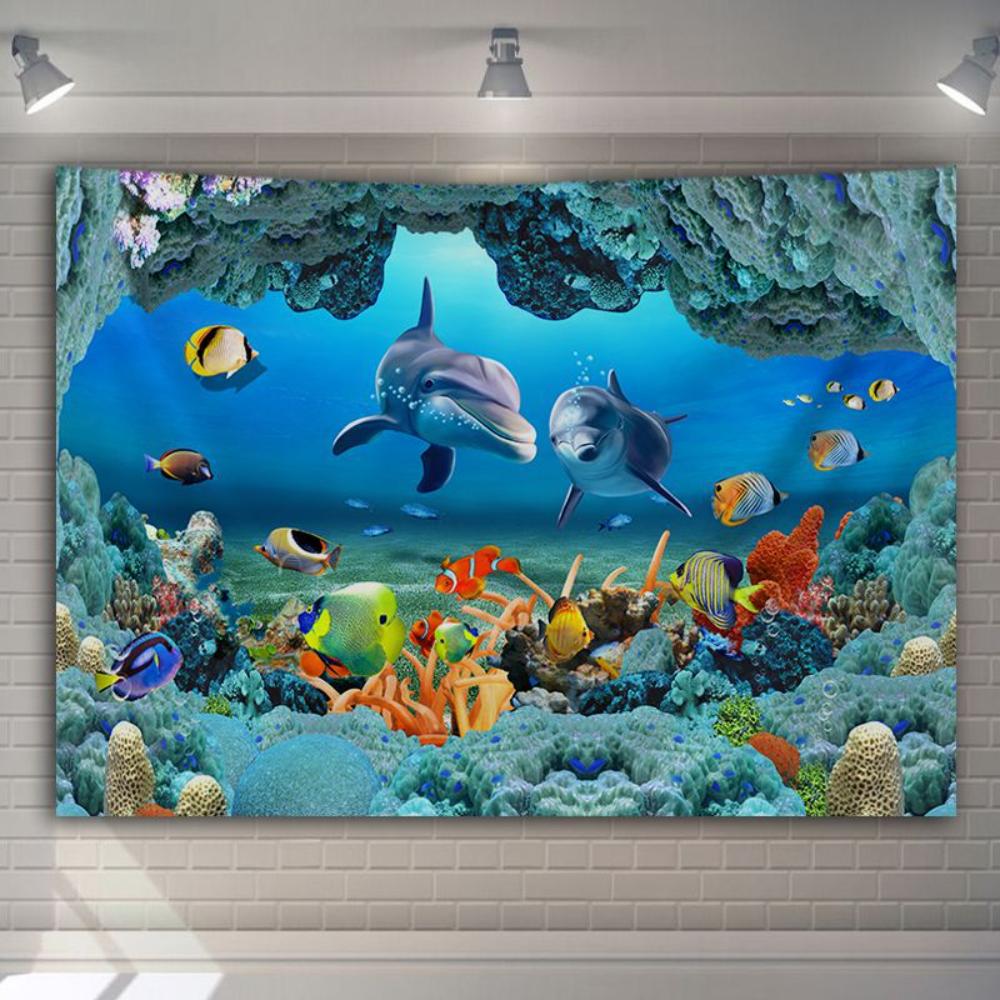 Скандинавская 3D подвесная ткань с изображением Кита и Дельфина — фото 3