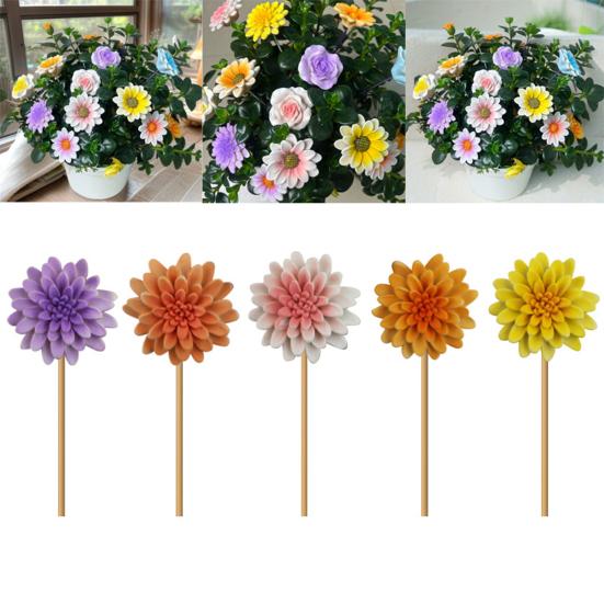5Pcs Fake Flower Insert Weather-Resistant Resin Artificial Flower Stress-Relief Indoor Outdoor Home Garden Ornament