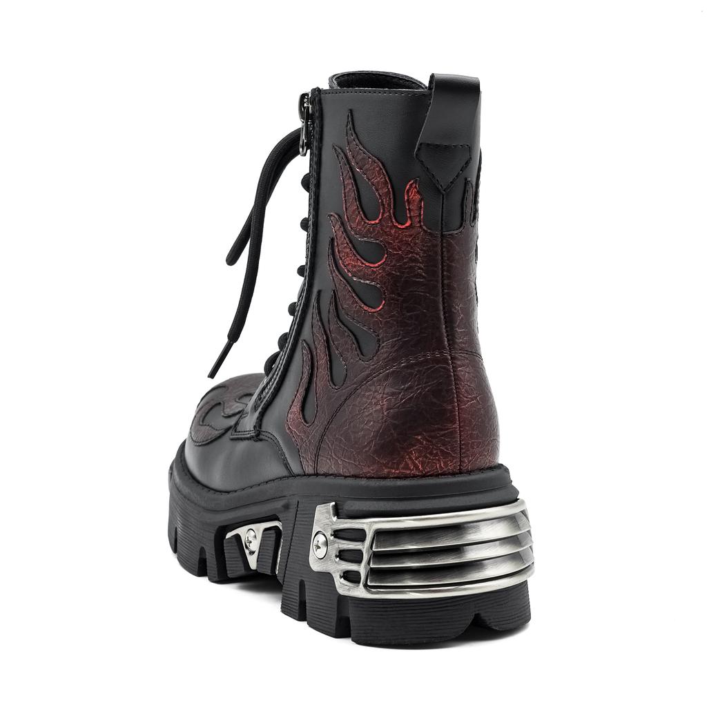 Botine noi punk cu platformă pentru femei, cu vârf rotund, cu șireturi, pantofi groși, retro, decor metalic, cizme scurte