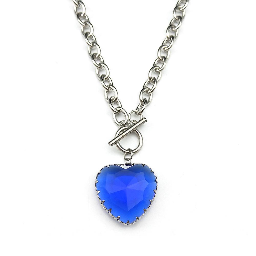 18K Gold-Plated Peach Heart Crystal Necklace for Women