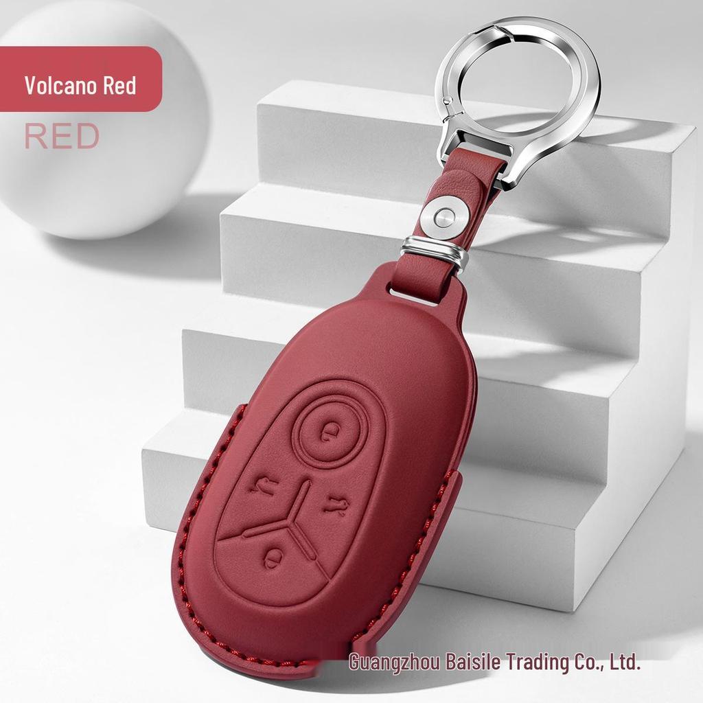 Premium Cowhide Key Cover for Geely Panda - Unisex Interior Accessory