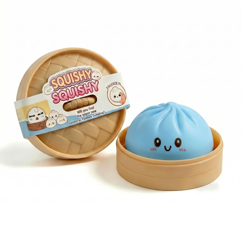 4Pcs Healing Smiley Baozi Dumpling Squishy Toy With Steamers Cute Fake Food Squeeze Toys Slow Rising Sensory Fidget Relief Toy