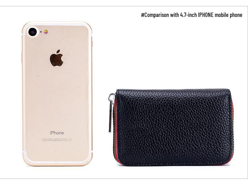 Stylish RFID Accordion Leather Card Holder with Zipper