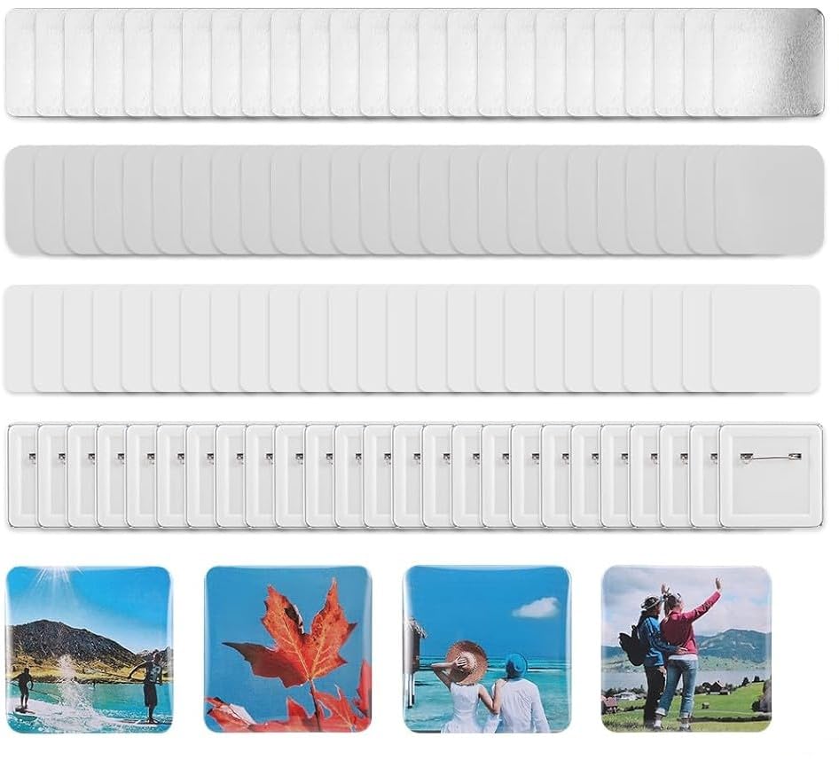 Plastic Square Badge Material, 50*50mm Square Badge Material, Pack of 100