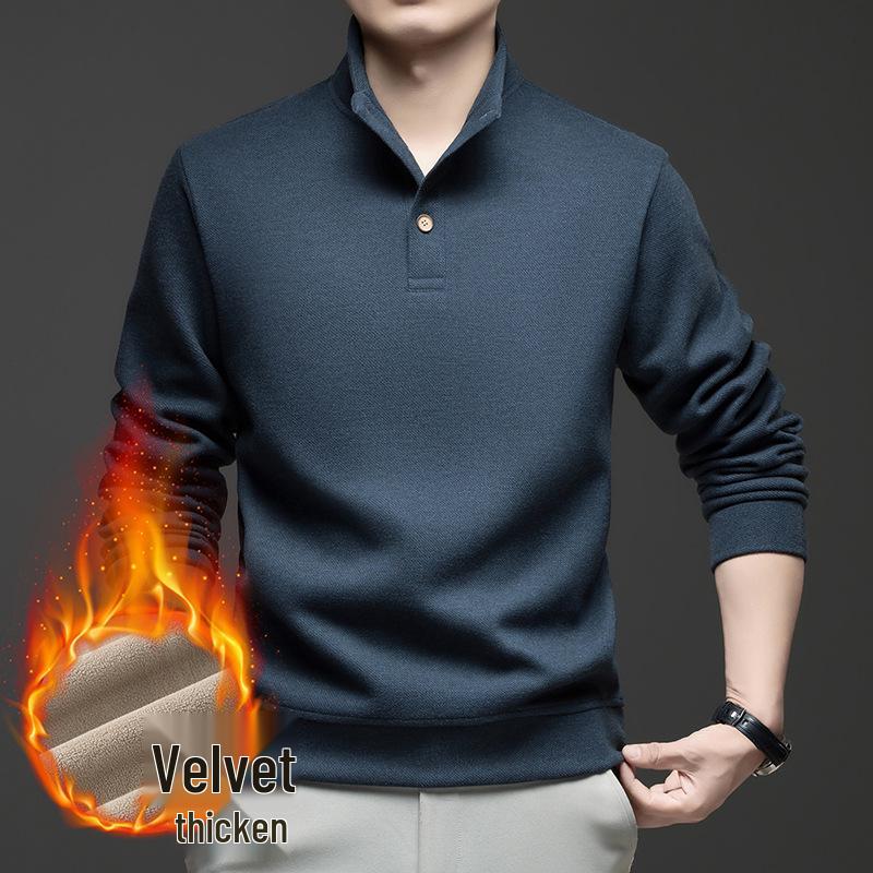 2025 Men's Fleece-Lined Sweatshirt: Cozy, Warm, Loose Fit, Long Sleeves - Ideal Base Layer for Autumn and Winter