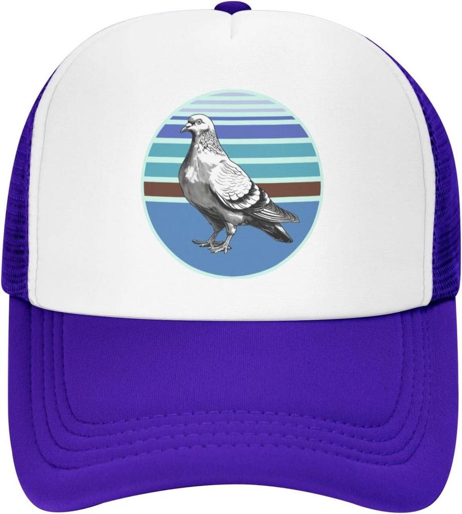 Pigeon Graphic Print Polyester Mesh Trucker Hat Vintage Style Casual Adjustable Baseball Cap for Adults