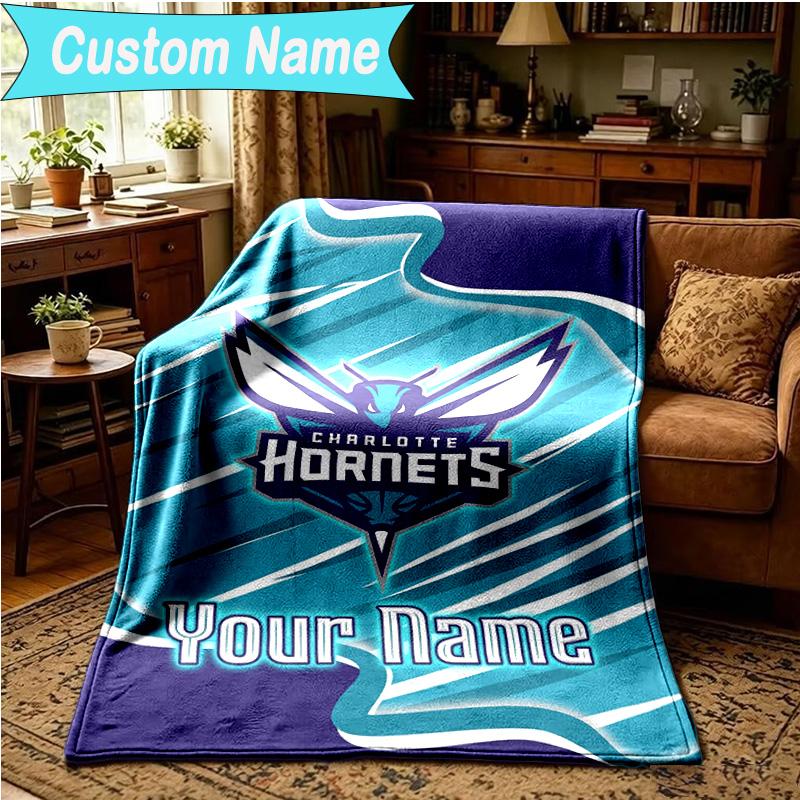 1PC Custom Name Blanket Charlotte Logo Art Flannel blankets Patterns Throw Blanket All-Season Soft Gift for Couch, Bed, Camping, Birthday gifts