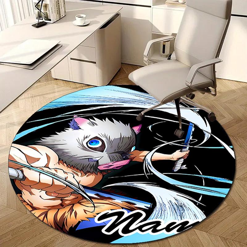 Personalized Demon Slayer Round Chair Office Rug - Perfect for Mat, Office Chair & More - Ideal Gift for Birthdays and Holidays