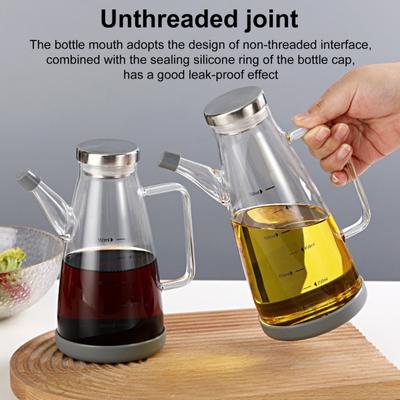 Glasölspenderflasche mit tropffreiem Ausgießer 550/750/1000ml Großes Fassungsvermögen Ölkanne Hitzebeständig