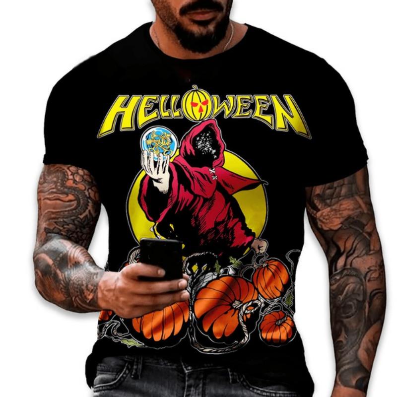 Rock Band Helloween 3D Print T-Shirts Men Women Casual Hip Hop Short Sleeve T Shirt Tops Y2K Harajuku