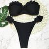 Bandeau Bikini Push Up Swimsuit Female Swimwear Women Bikini Set High Leg Cut Bather Ruffled Bathing Suit