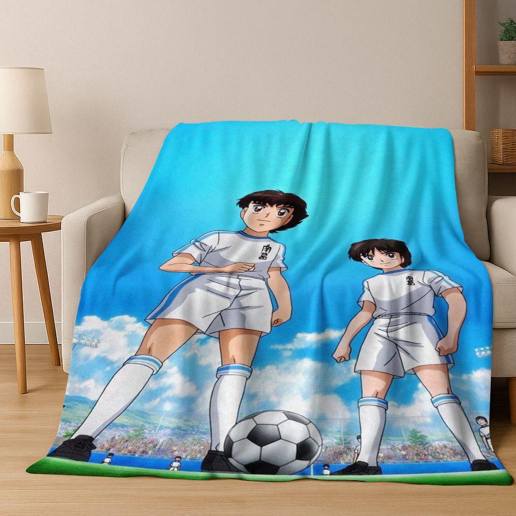 3D Cartoon Captain Ozora Tsubasa Football Anime Flannel Blanket,Warm and Cozy Soft Throw Blanket for Home Bedroom Bed Sofa Cover